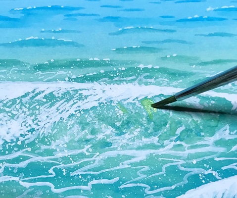 ステップアップ講座 水彩絵の具で描く 南国のビーチ のご案内です イラスト日和